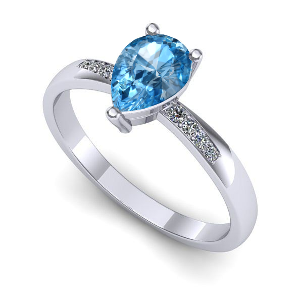 Inel din aur alb cu topaz blue