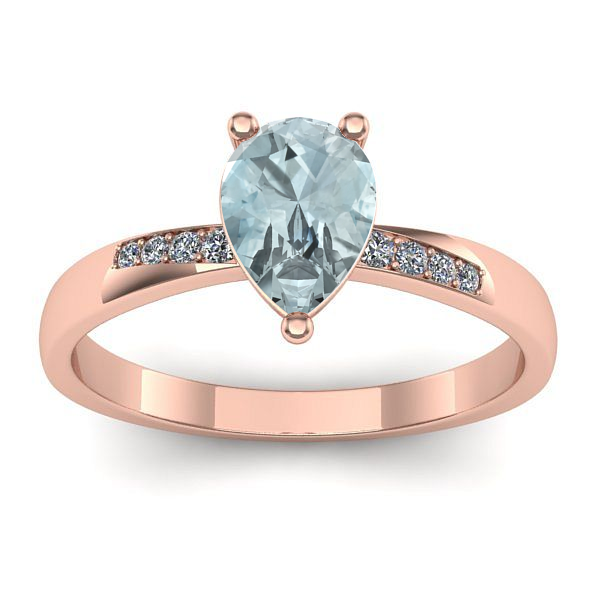 Inel de logodna cu aquamarin lacrima