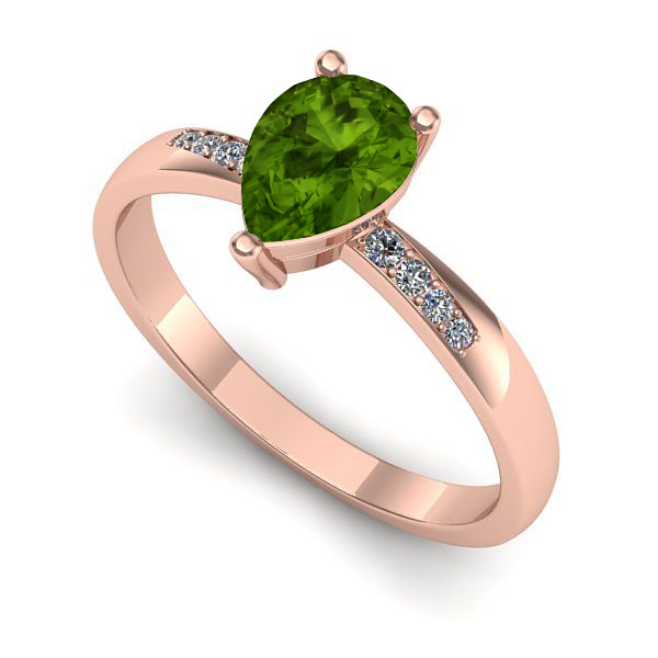 Inel logodna din aur roz cu peridot