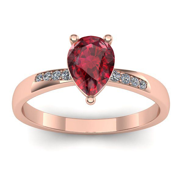 Inel logodna cu rubin lacrima