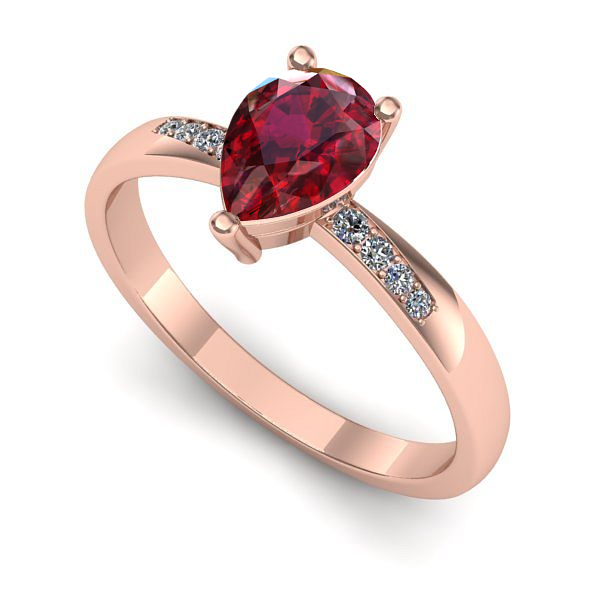 Inel din aur roz cu rubin