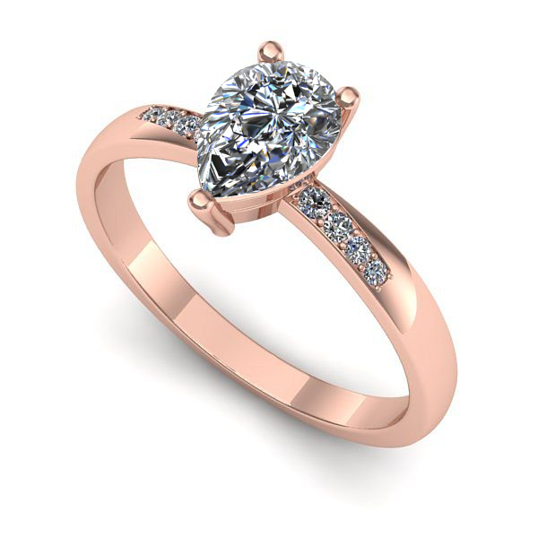 Inel din aur roz cu diamant de laborator