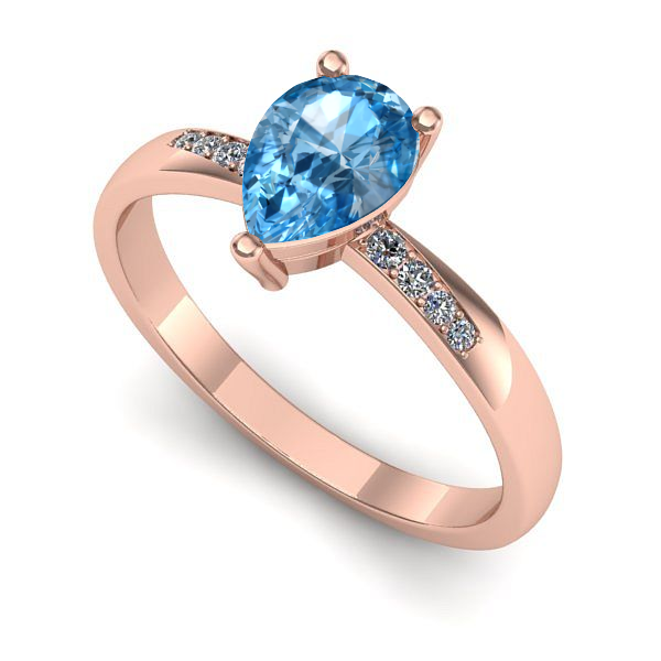 Inel de logodna din aur roz cu topaz blue