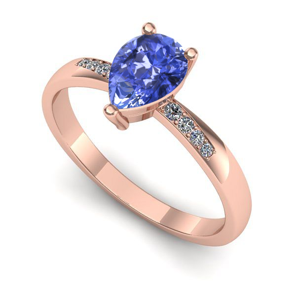 Inel logodna din aur roz cu tanzanit