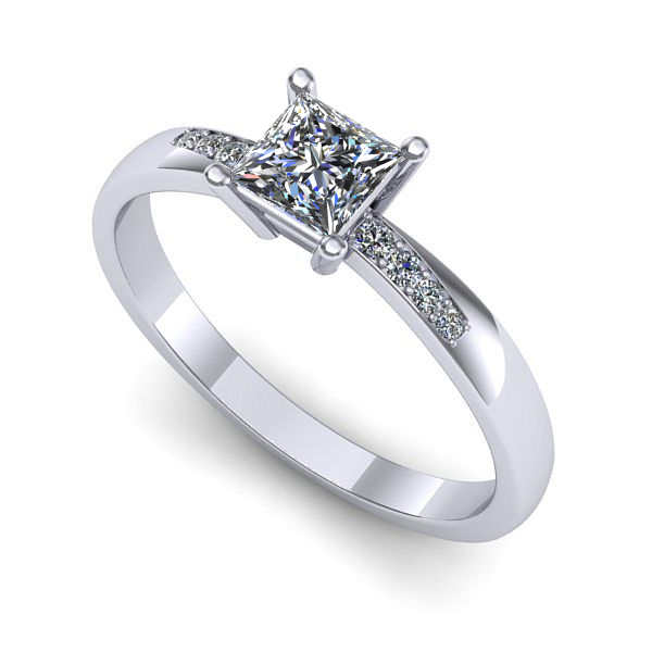 Inel de logodna din aur alb cu diamant