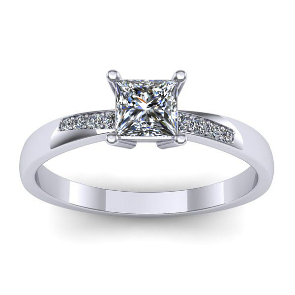 Inel logodna cu safir alb patrat