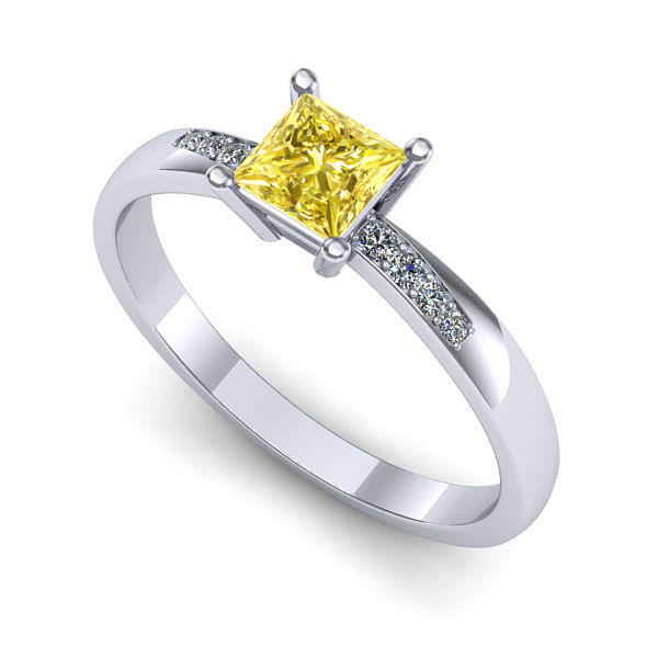 Inel din aur alb cu safir galben