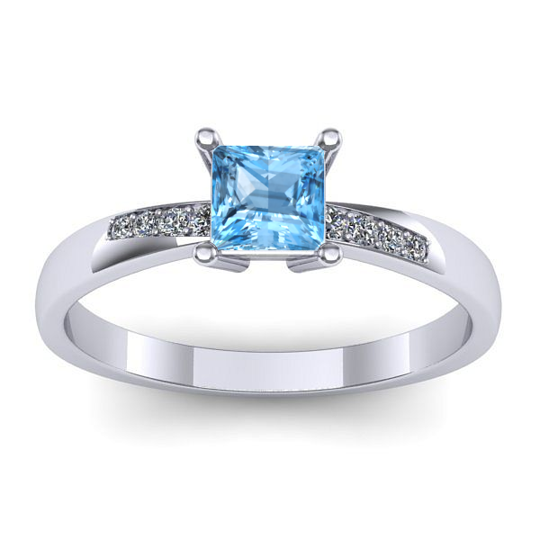 Inel logodna cu topaz blue patrat