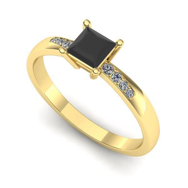 Inel de logodna din aur galben cu diamant negru