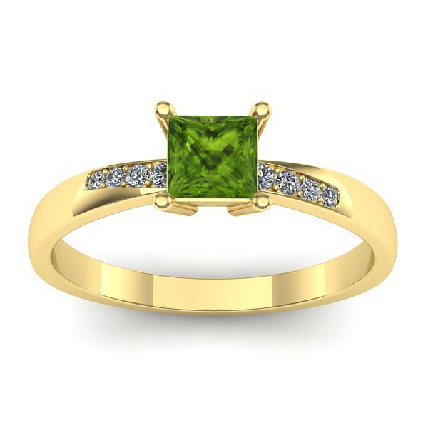 Inel cu peridot patrat