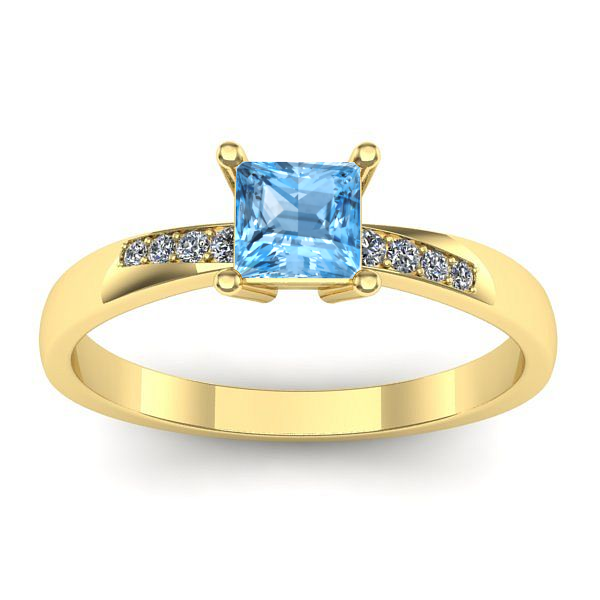 Inel logodna cu topaz blue patrat