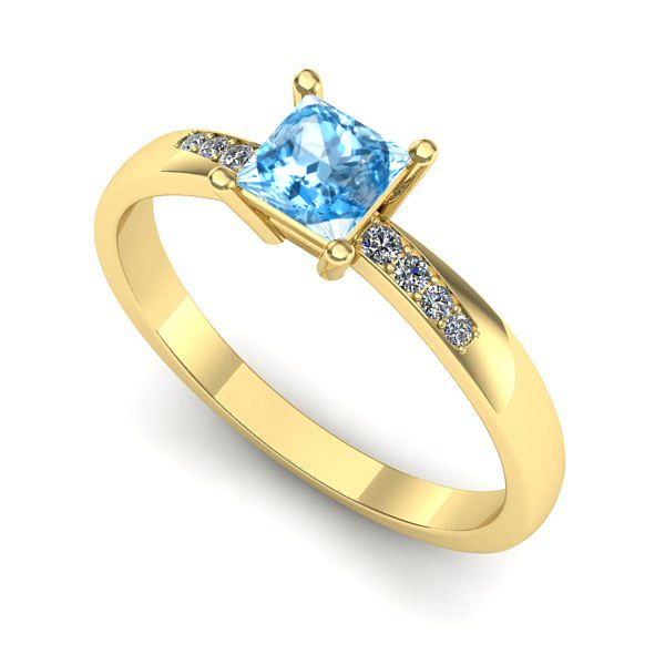 Inel din aur galben cu topaz blue