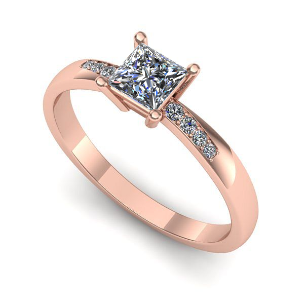 Inel logodna din aur roz cu diamant