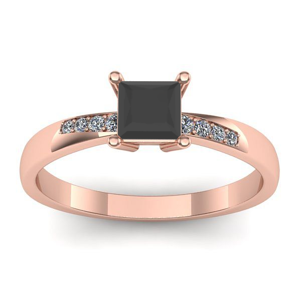 Inel logodna cu diamant negru patrat