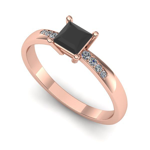 Inel din aur roz cu diamant negru