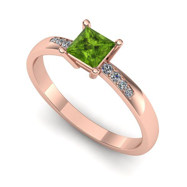 Inel logodna din aur roz cu peridot