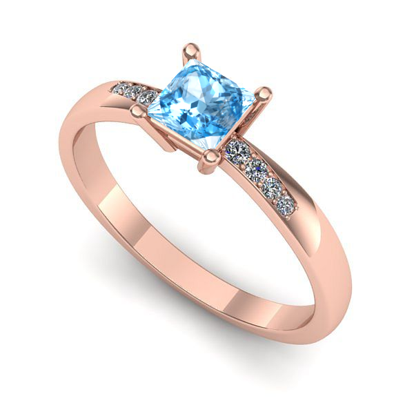 Inel din aur roz cu topaz blue