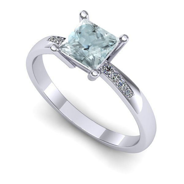 Inel de logodna din aur alb cu aquamarin