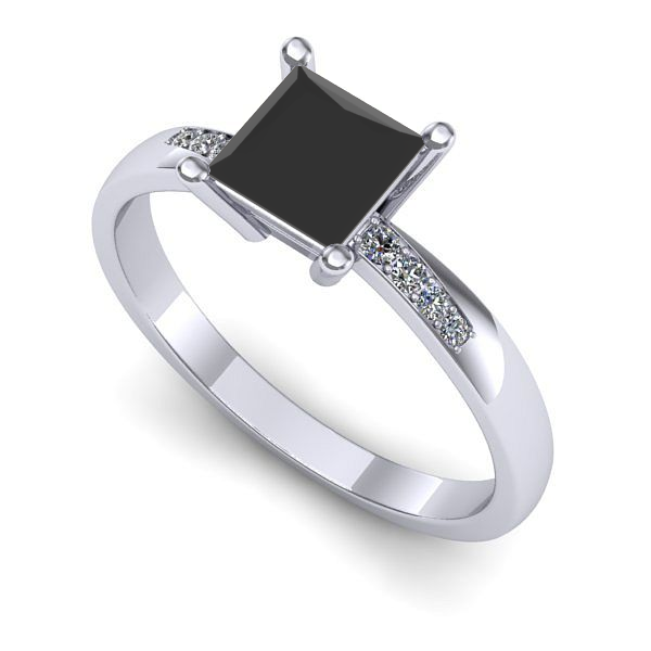Inel din aur alb cu diamant negru