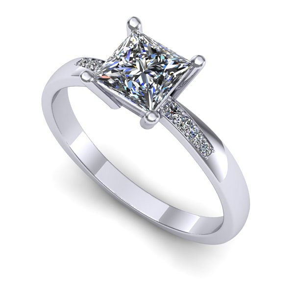 Inel de logodna din aur alb cu diamant de laborator