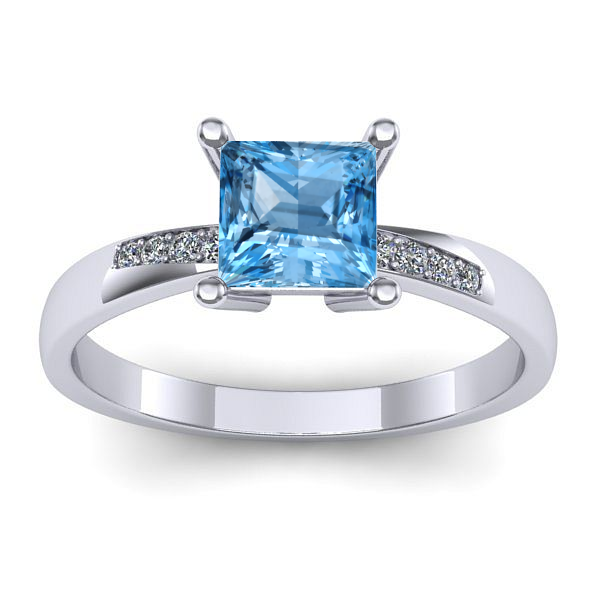 Inel logodna cu topaz blue patrat