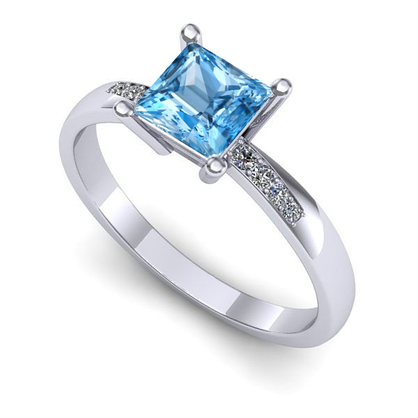 Inel din aur alb cu topaz blue