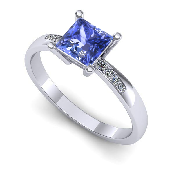 Inel din aur alb cu tanzanit