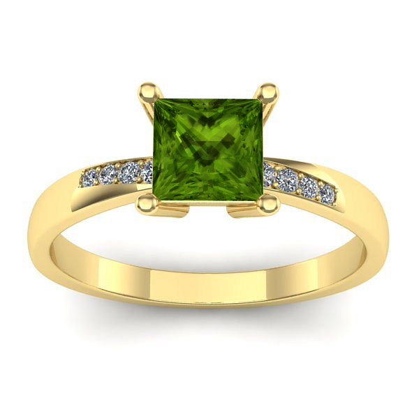 Inel de logodna cu peridot patrat