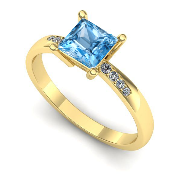 Inel de logodna din aur galben cu topaz blue