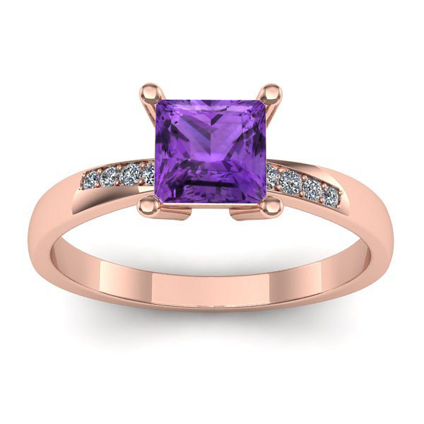 Inel cu ametist patrat