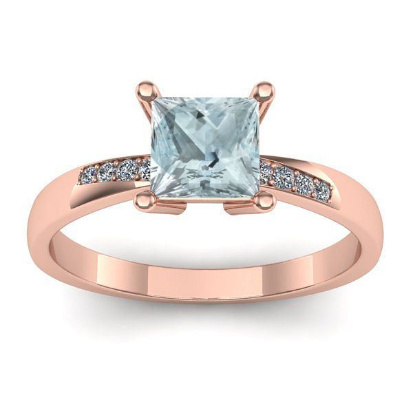 Inel de logodna cu aquamarin patrat