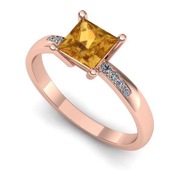 Inel de logodna din aur roz cu citrin