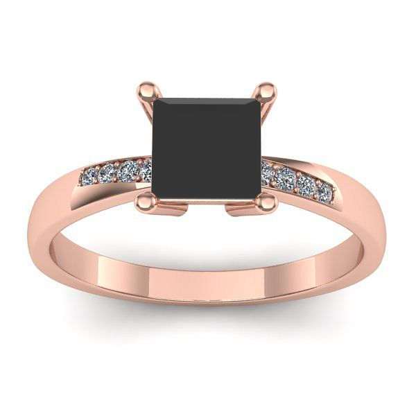 Inel de logodna cu diamant negru patrat