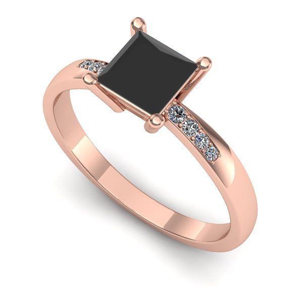 Inel logodna din aur roz cu diamant negru