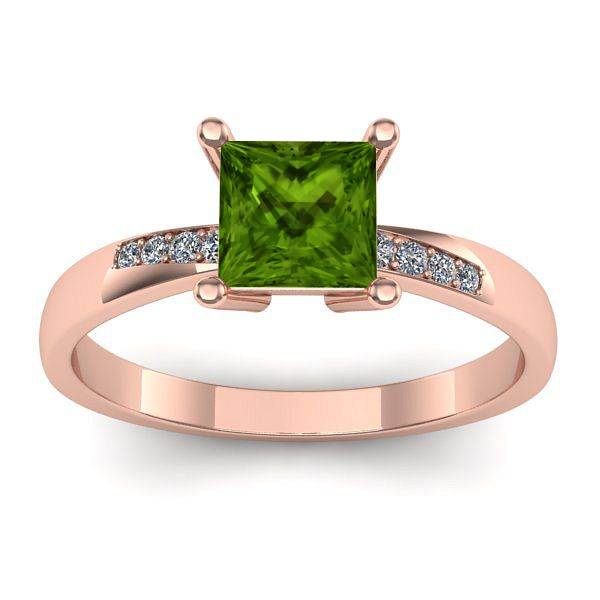 Inel logodna cu peridot patrat