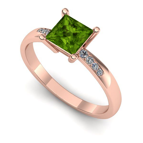 Inel logodna din aur roz cu peridot