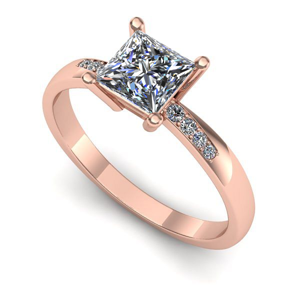 Inel din aur roz cu diamant de laborator