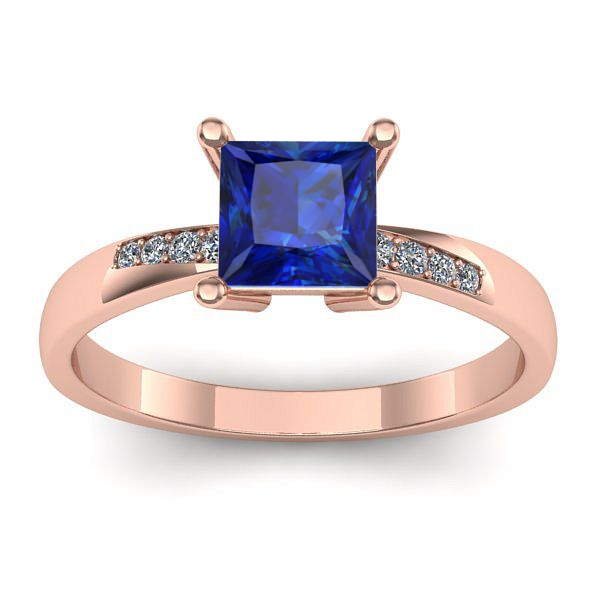 Inel logodna cu safir patrat