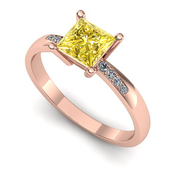 Inel logodna din aur roz cu safir galben