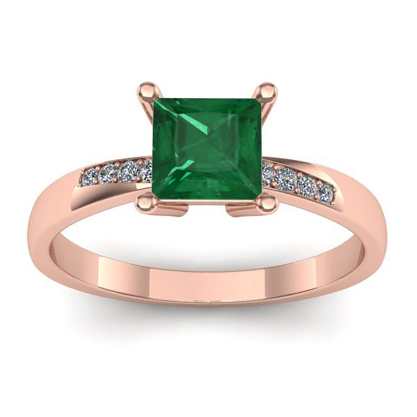 Inel de logodna cu smarald patrat