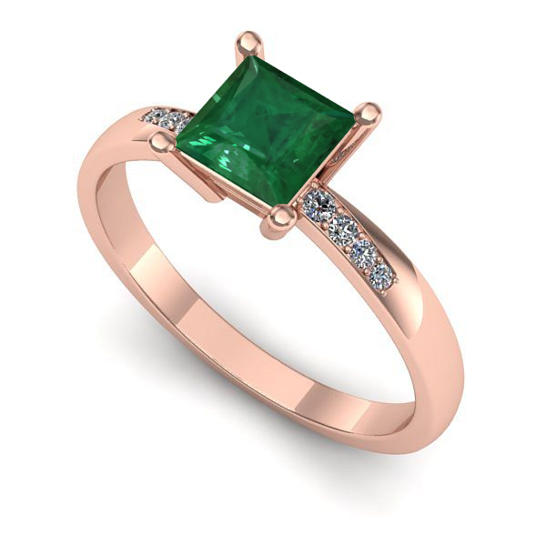 Inel din aur roz cu smarald