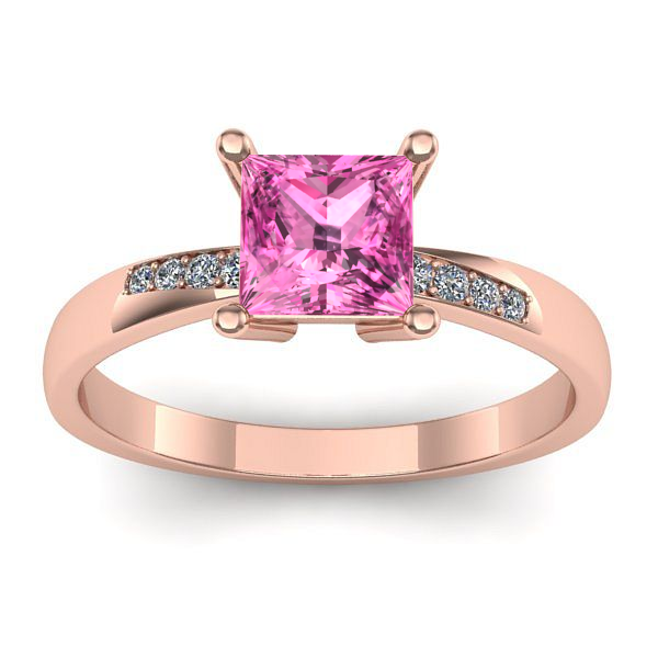 Inel cu safir roz patrat