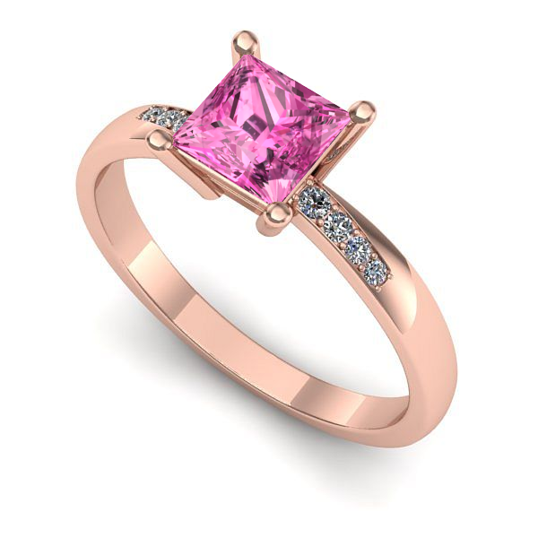 Inel din aur roz cu safir roz