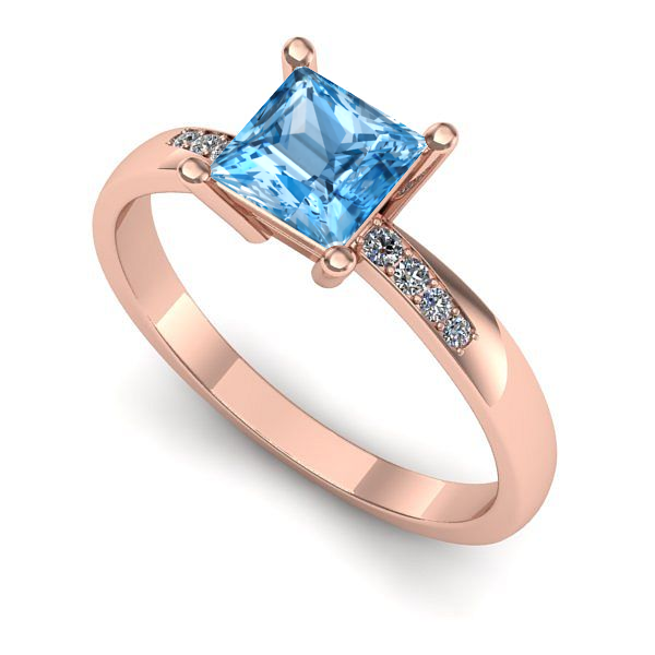 Inel logodna din aur roz cu topaz blue