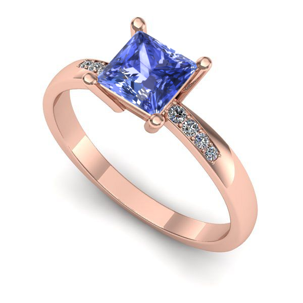 Inel logodna din aur roz cu tanzanit