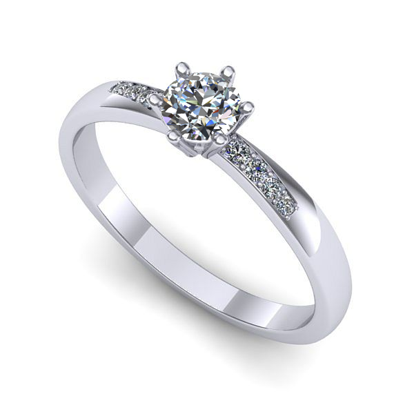 Inel de logodna din aur alb cu diamant