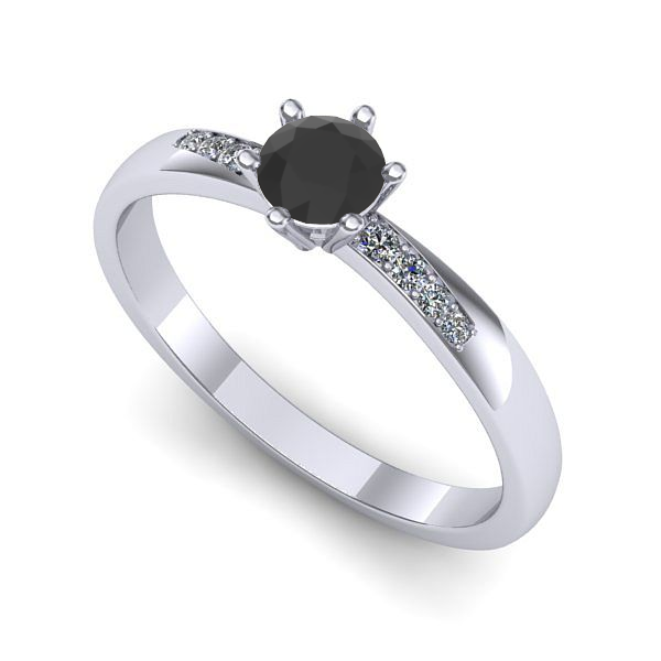 Inel din aur alb cu diamant negru