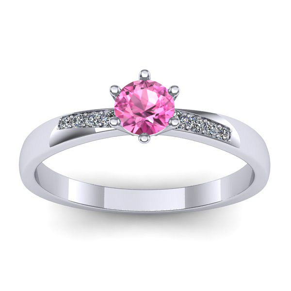 Inel cu safir roz rotund