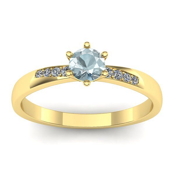 Inel cu aquamarin rotund