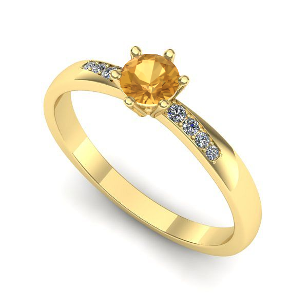 Inel logodna din aur galben cu citrin